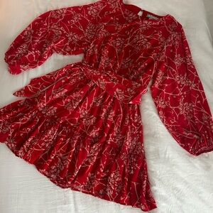 Flying Tomato Red and Cream Floral Dress